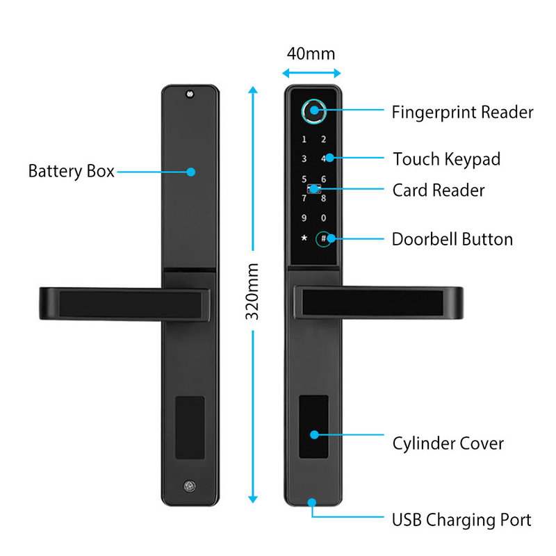 Porta di alta sicurezza Smart Lock Cancelletto Tuya App Camera per uso domestico Cancelletto elettronico colorato
